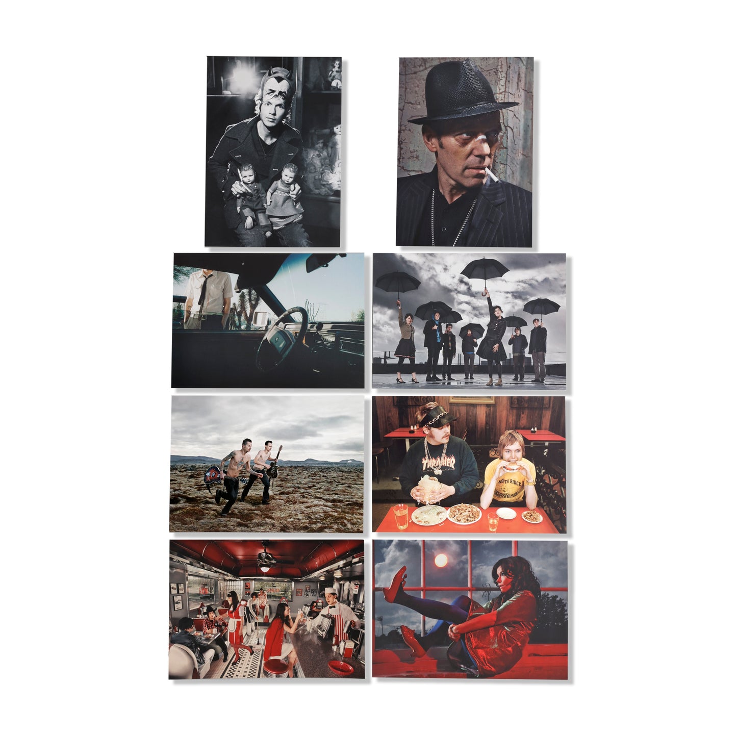 Collection of 8 large postcards with musicians