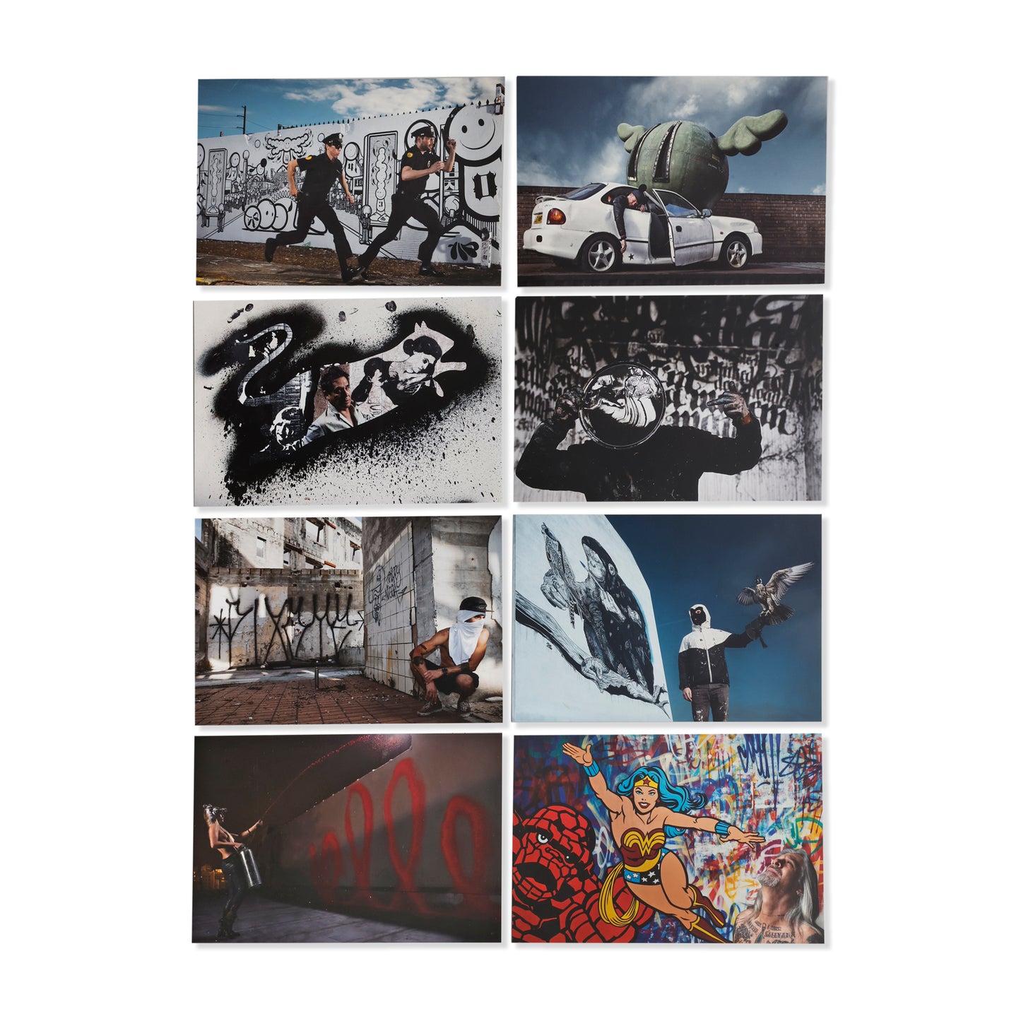 Collection of 8 large Surface postcards (with street artists)